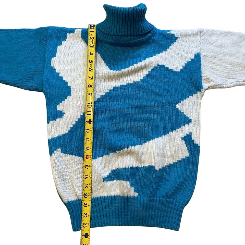 Nils Women’s Turtleneck Chunky Knit Sweater Sweater Blue Ski Vintage Alpine - Picture 8 of 8